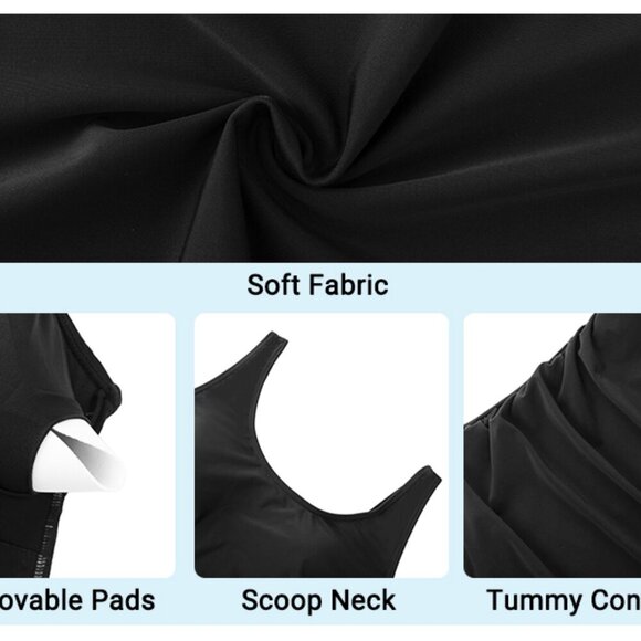 Black Scoop Neck Athletic One Piece Swimsuit | Size XXL | NWT - Picture 4 of 4